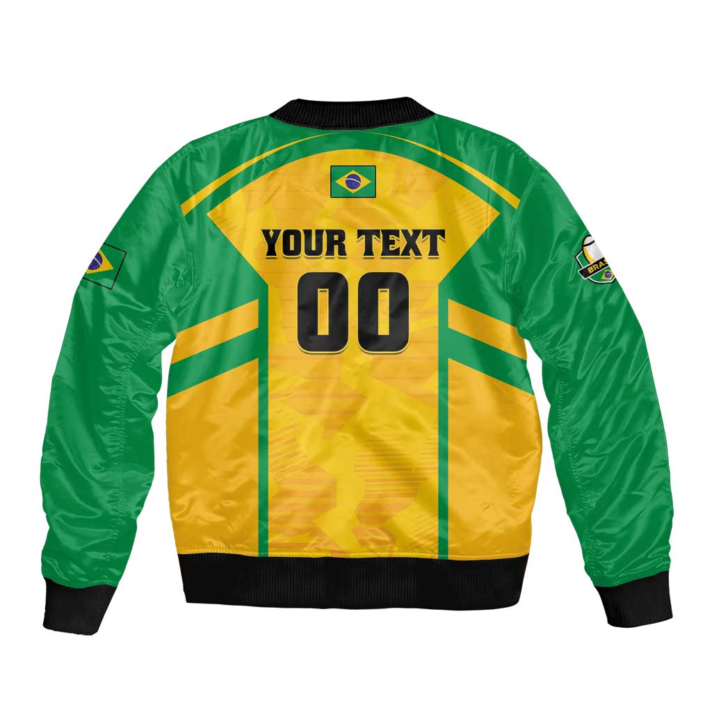 Custom Rugby Brazil Sleeve Zip Bomber Jacket Tupis Go Champions - Wonder Print Shop