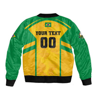 Custom Rugby Brazil Sleeve Zip Bomber Jacket Tupis Go Champions - Wonder Print Shop