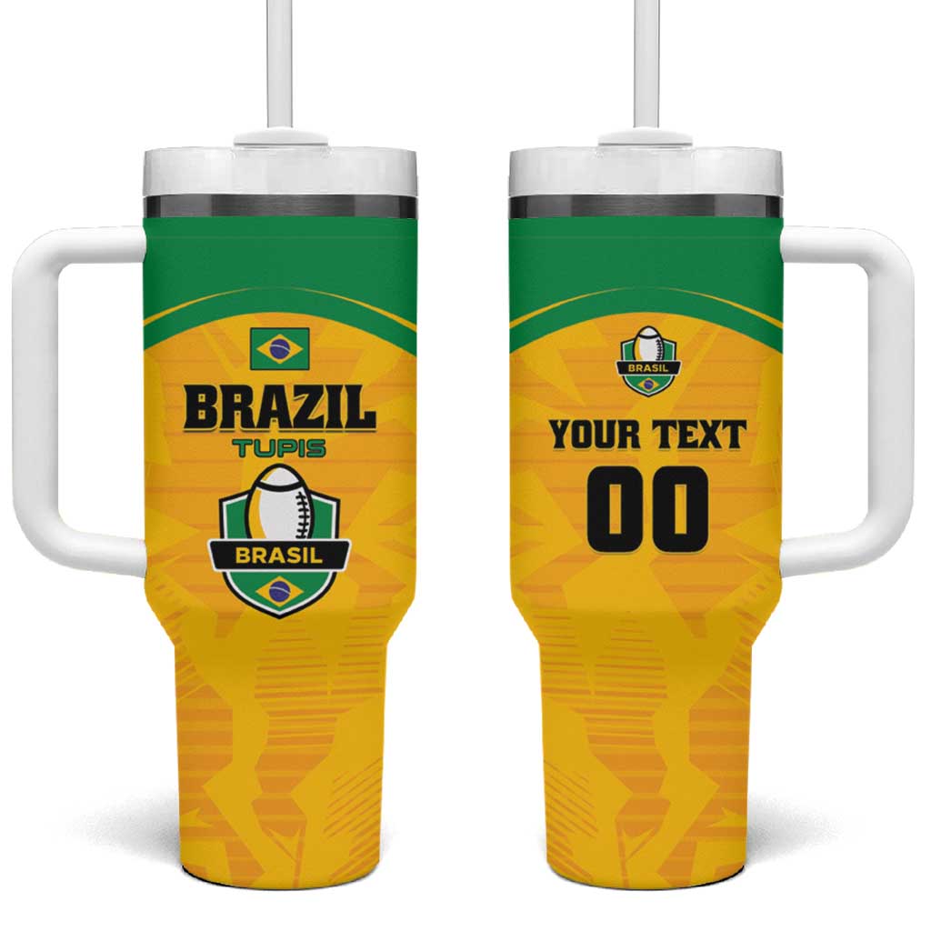 Custom Rugby Brazil Tumbler With Handle Tupis Go Champions - Wonder Print Shop