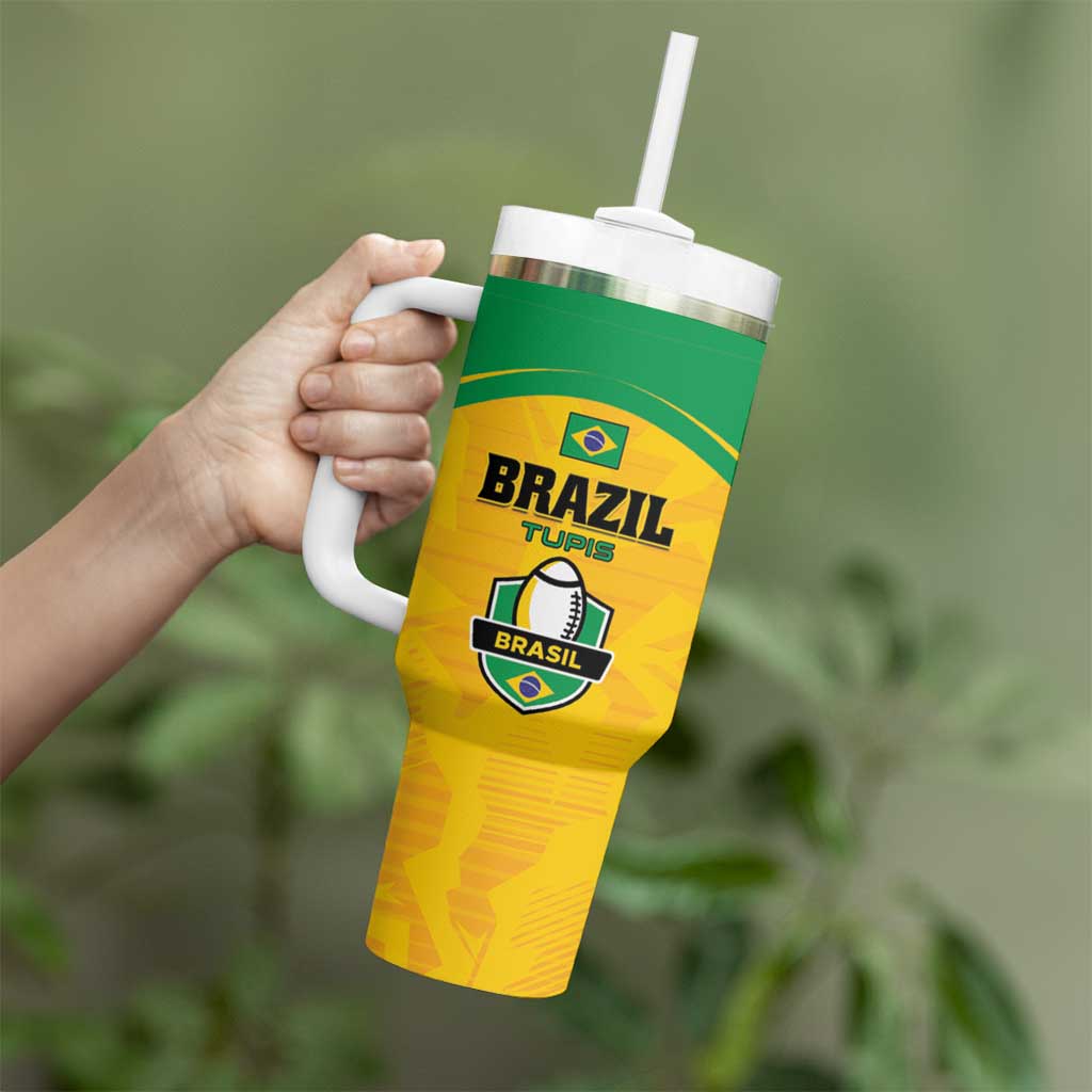 Custom Rugby Brazil Tumbler With Handle Tupis Go Champions - Wonder Print Shop