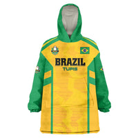 Custom Rugby Brazil Wearable Blanket Hoodie Tupis Go Champions - Wonder Print Shop