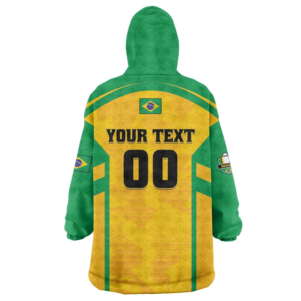 Custom Rugby Brazil Wearable Blanket Hoodie Tupis Go Champions - Wonder Print Shop