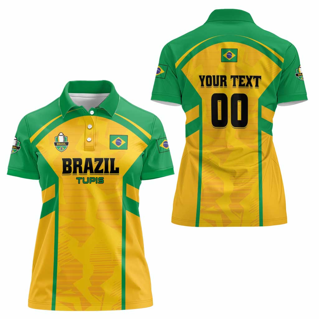 Custom Rugby Brazil Women Polo Shirt Tupis Go Champions - Wonder Print Shop