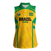 Custom Rugby Brazil Women Sleeveless Polo Shirt Tupis Go Champions - Wonder Print Shop