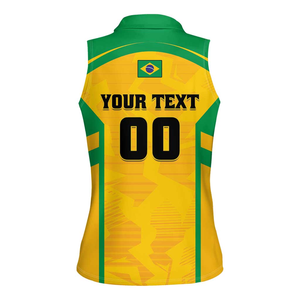 Custom Rugby Brazil Women Sleeveless Polo Shirt Tupis Go Champions - Wonder Print Shop