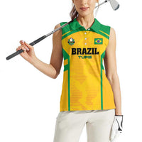 Custom Rugby Brazil Women Sleeveless Polo Shirt Tupis Go Champions - Wonder Print Shop