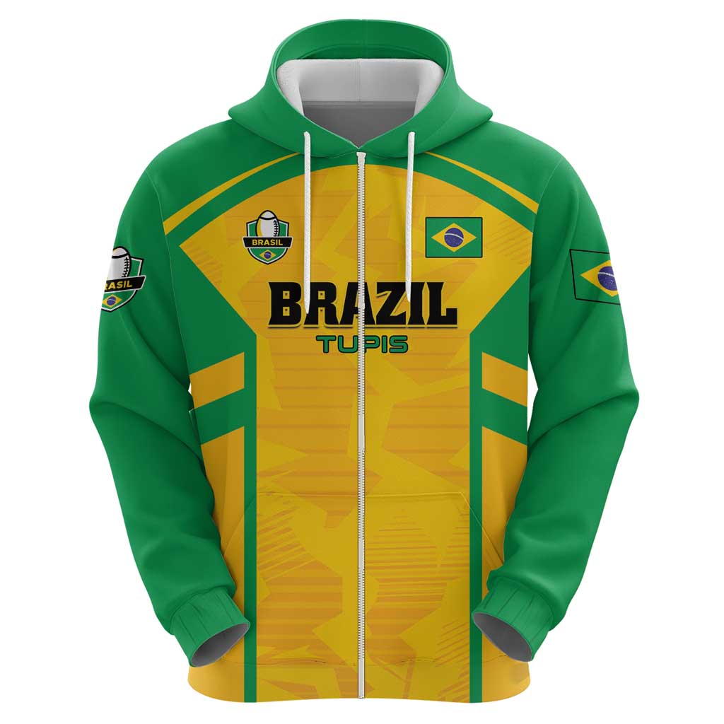 Custom Rugby Brazil Zip Hoodie Tupis Go Champions - Wonder Print Shop