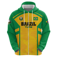 Custom Rugby Brazil Zip Hoodie Tupis Go Champions - Wonder Print Shop