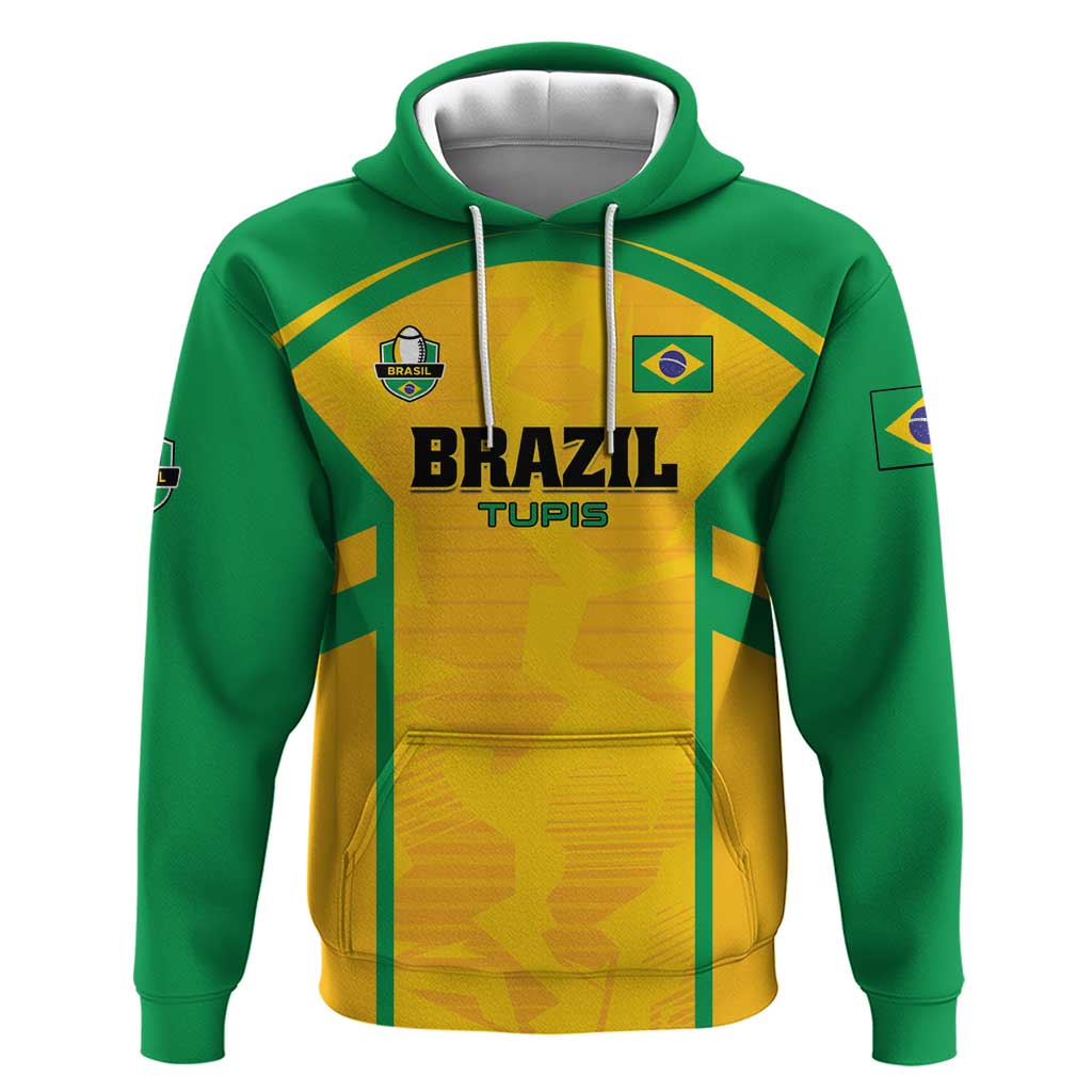 Custom Rugby Brazil Zip Hoodie Tupis Go Champions - Wonder Print Shop