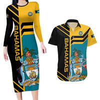 Custom Football The Bahamas Couples Matching Long Sleeve Bodycon Dress and Hawaiian Shirt Go Bahamian Slayers - Wonder Print Shop