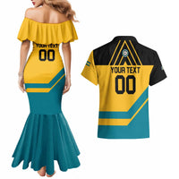 Custom Football The Bahamas Couples Matching Mermaid Dress and Hawaiian Shirt Go Bahamian Slayers - Wonder Print Shop