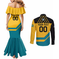Custom Football The Bahamas Couples Matching Mermaid Dress and Long Sleeve Button Shirt Go Bahamian Slayers - Wonder Print Shop