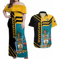 Custom Football The Bahamas Couples Matching Off Shoulder Maxi Dress and Hawaiian Shirt Go Bahamian Slayers - Wonder Print Shop