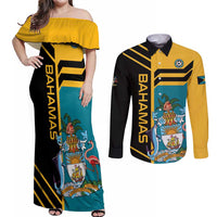 Custom Football The Bahamas Couples Matching Off Shoulder Maxi Dress and Long Sleeve Button Shirt Go Bahamian Slayers - Wonder Print Shop