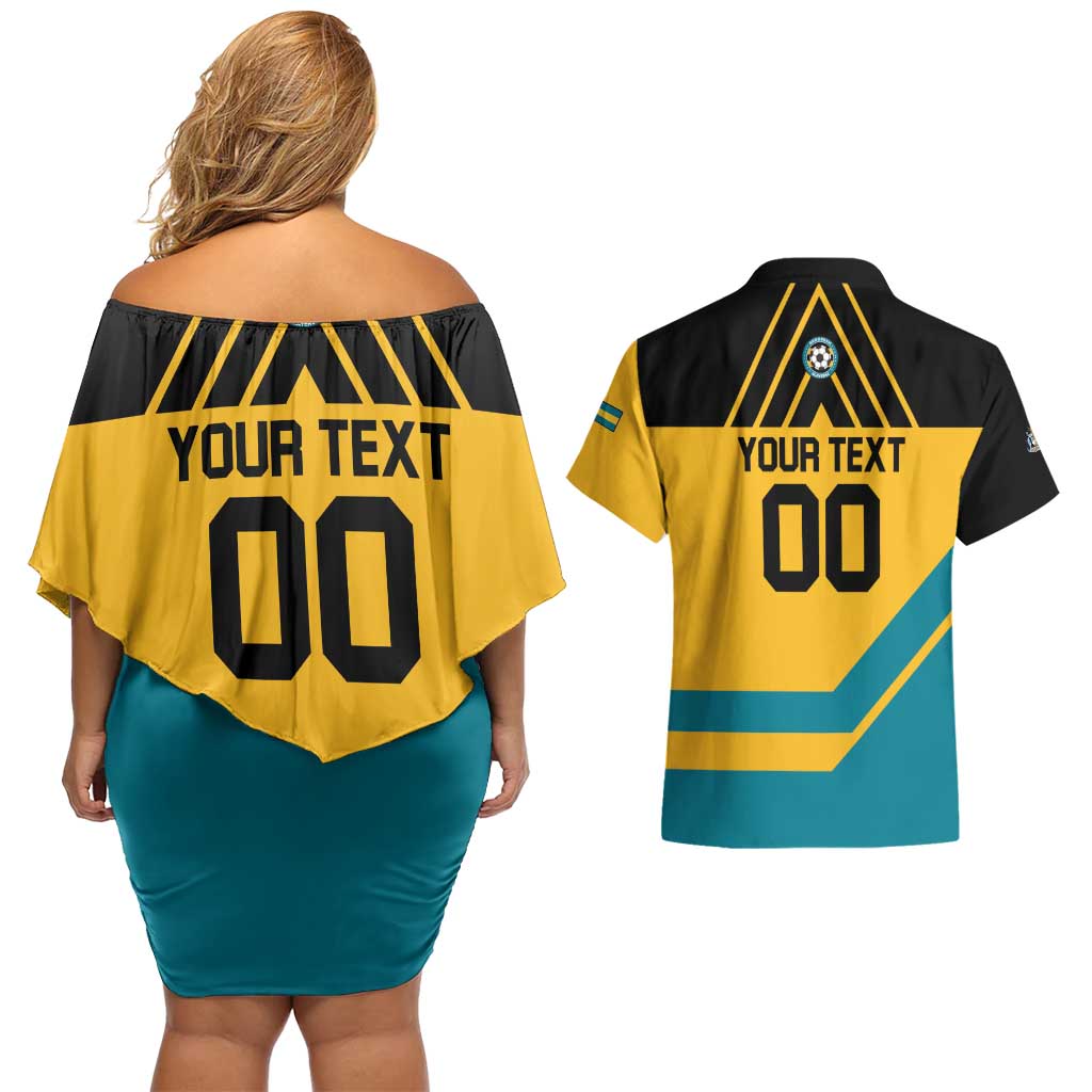 Custom Football The Bahamas Couples Matching Off Shoulder Short Dress and Hawaiian Shirt Go Bahamian Slayers - Wonder Print Shop