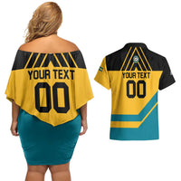 Custom Football The Bahamas Couples Matching Off Shoulder Short Dress and Hawaiian Shirt Go Bahamian Slayers - Wonder Print Shop