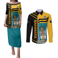 Custom Football The Bahamas Couples Matching Puletasi and Long Sleeve Button Shirt Go Bahamian Slayers - Wonder Print Shop