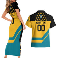 Custom Football The Bahamas Couples Matching Short Sleeve Bodycon Dress and Hawaiian Shirt Go Bahamian Slayers - Wonder Print Shop