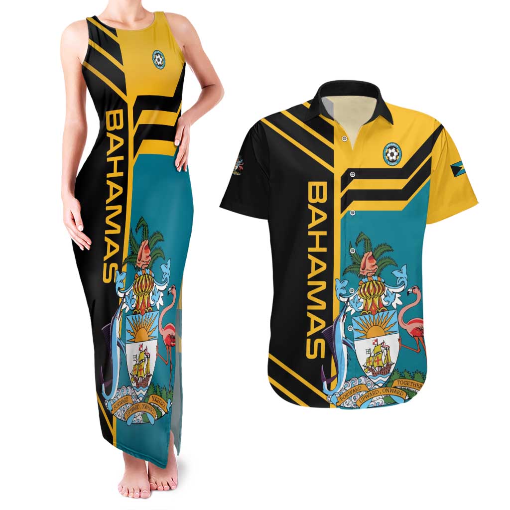 Custom Football The Bahamas Couples Matching Tank Maxi Dress and Hawaiian Shirt Go Bahamian Slayers - Wonder Print Shop