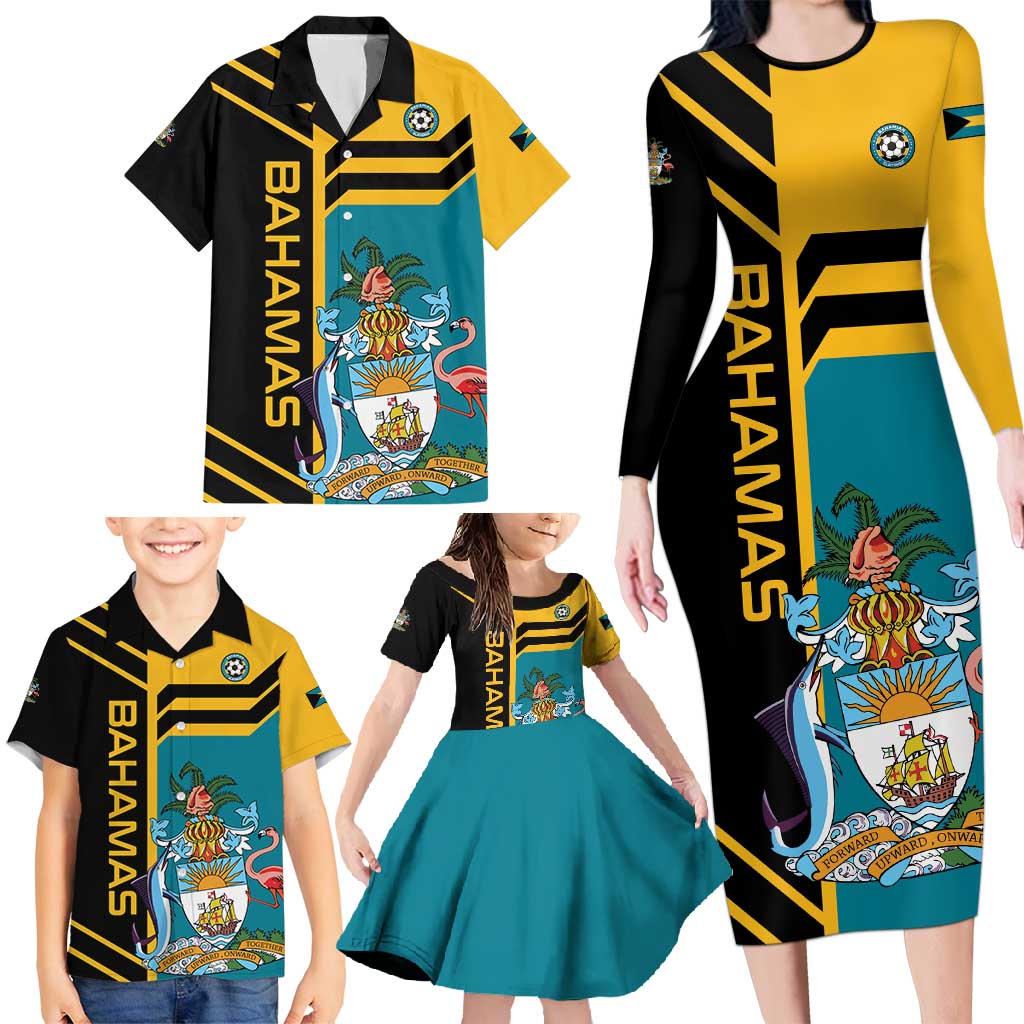 Custom Football The Bahamas Family Matching Long Sleeve Bodycon Dress and Hawaiian Shirt Go Bahamian Slayers - Wonder Print Shop