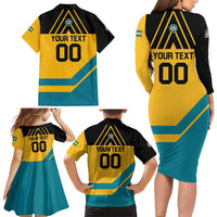 Custom Football The Bahamas Family Matching Long Sleeve Bodycon Dress and Hawaiian Shirt Go Bahamian Slayers - Wonder Print Shop