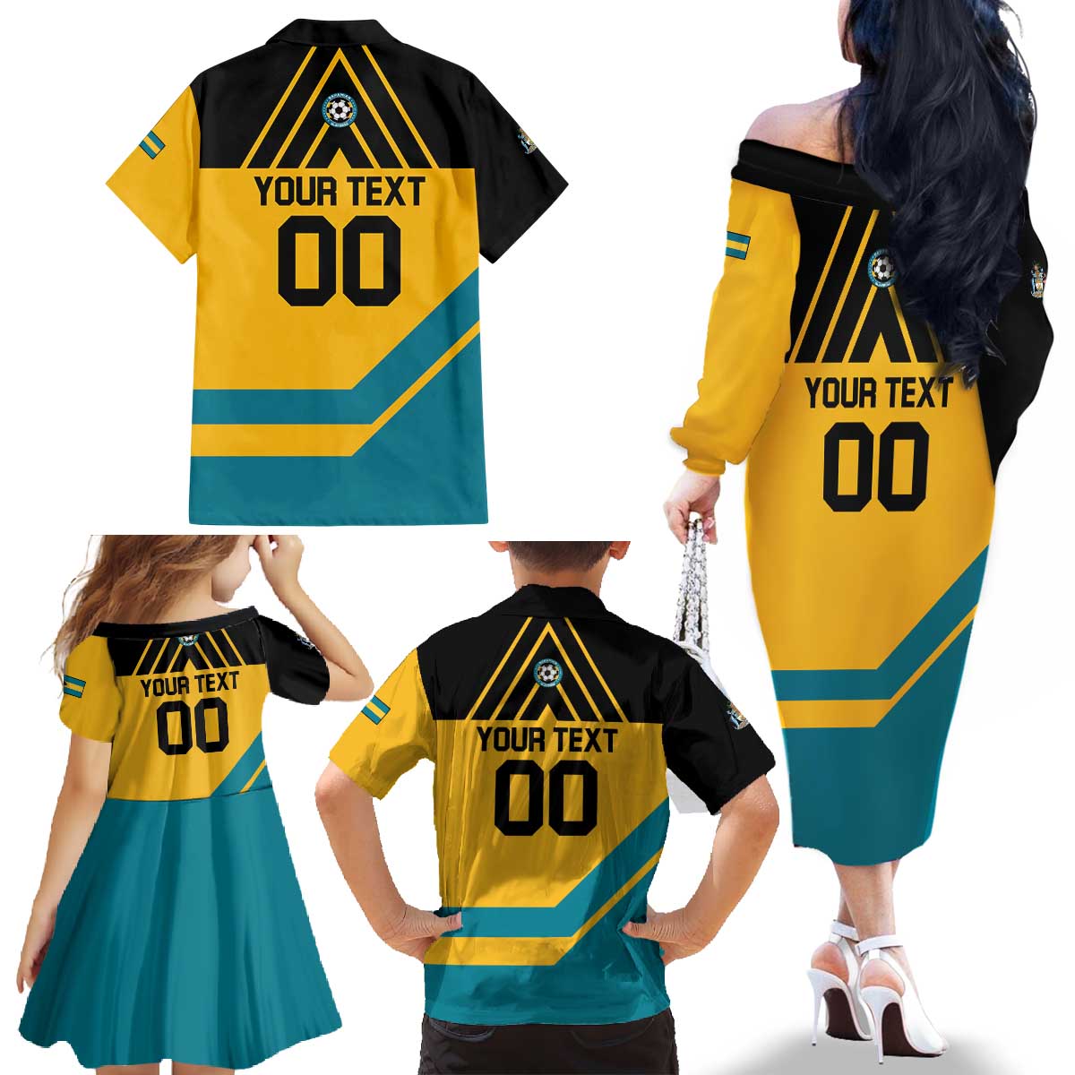 Custom Football The Bahamas Family Matching Off The Shoulder Long Sleeve Dress and Hawaiian Shirt Go Bahamian Slayers - Wonder Print Shop