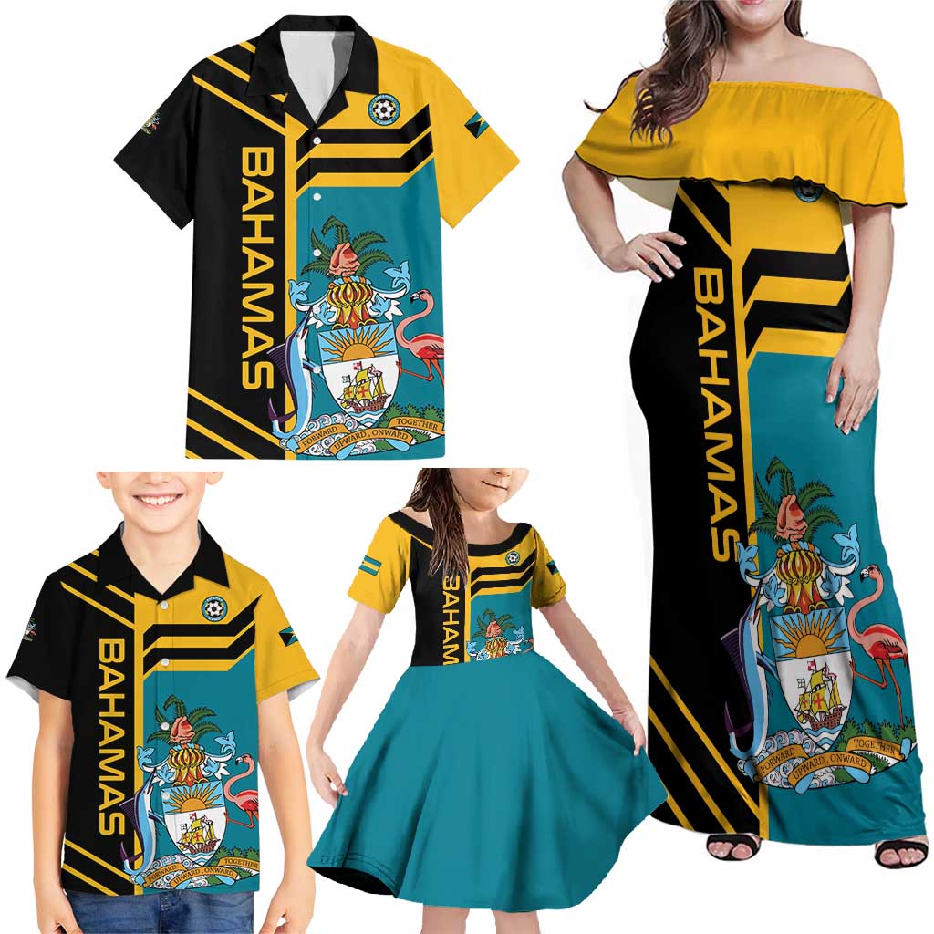 Custom Football The Bahamas Family Matching Off Shoulder Maxi Dress and Hawaiian Shirt Go Bahamian Slayers - Wonder Print Shop