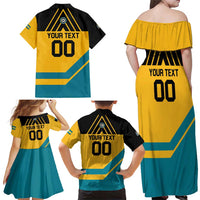 Custom Football The Bahamas Family Matching Off Shoulder Maxi Dress and Hawaiian Shirt Go Bahamian Slayers - Wonder Print Shop