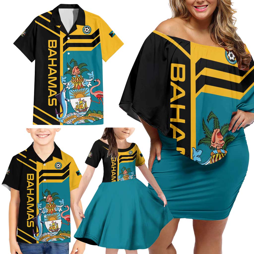 Custom Football The Bahamas Family Matching Off Shoulder Short Dress and Hawaiian Shirt Go Bahamian Slayers - Wonder Print Shop