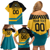 Custom Football The Bahamas Family Matching Off Shoulder Short Dress and Hawaiian Shirt Go Bahamian Slayers - Wonder Print Shop