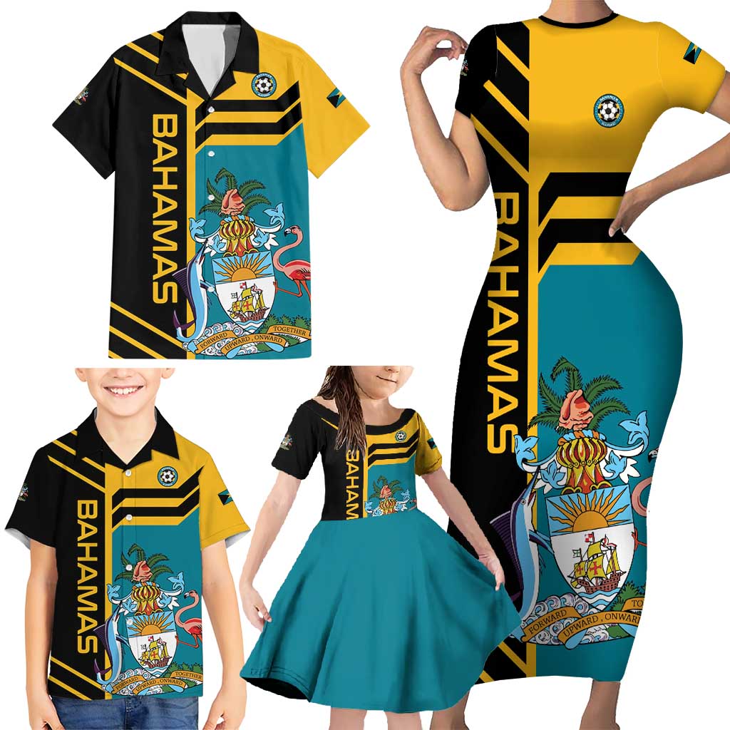 Custom Football The Bahamas Family Matching Short Sleeve Bodycon Dress and Hawaiian Shirt Go Bahamian Slayers - Wonder Print Shop