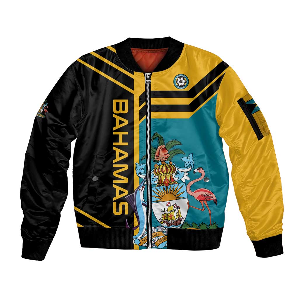 Custom Football The Bahamas Sleeve Zip Bomber Jacket Go Bahamian Slayers - Wonder Print Shop