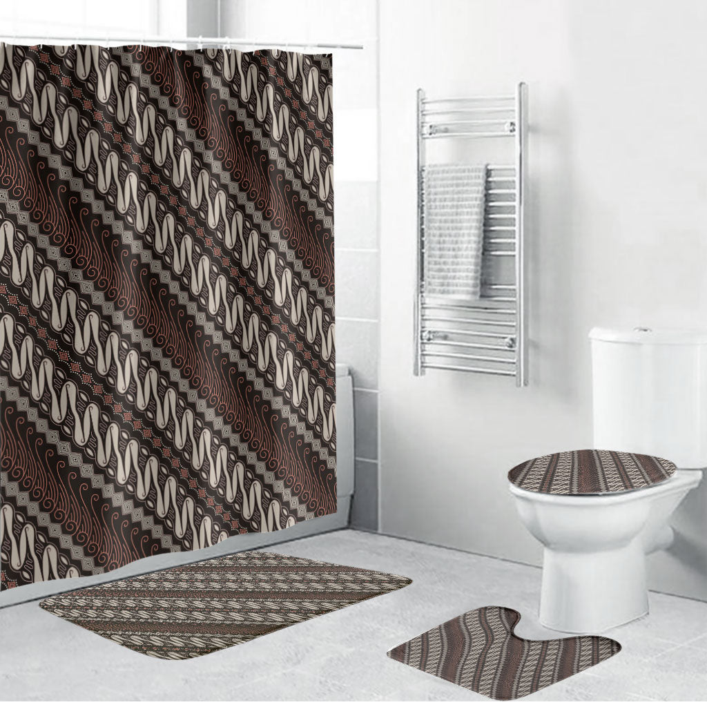 Yogyakarta Parang Batik Motifs Bathroom Set Indonesian Traditional Pattern
