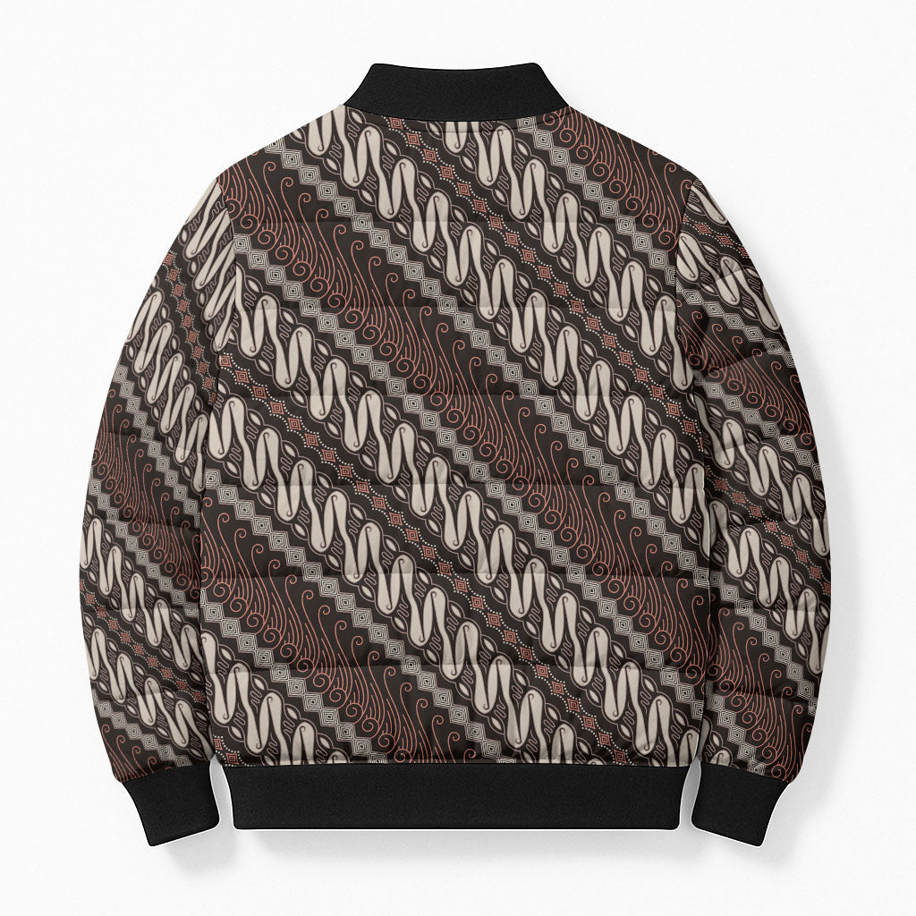 Yogyakarta Parang Batik Motifs Bomber Puffer Jacket Indonesian Traditional Pattern