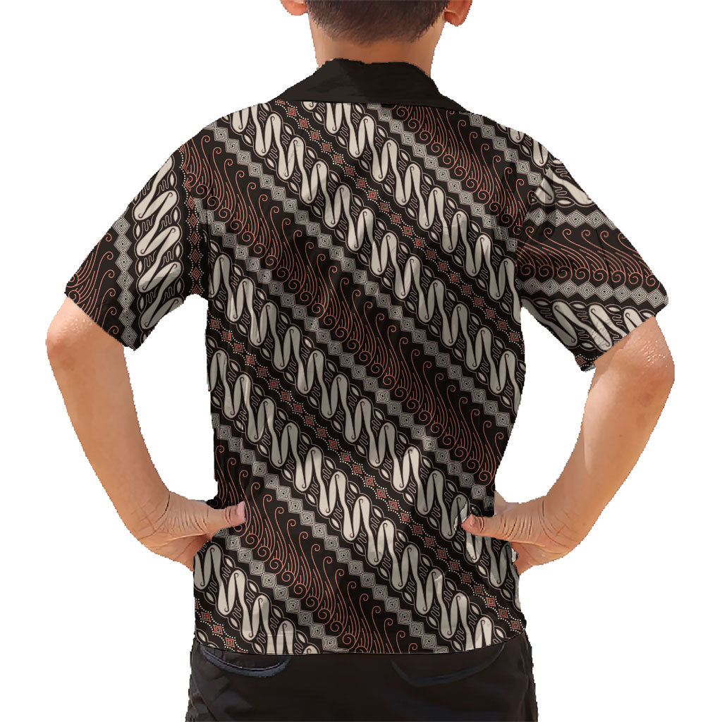 Yogyakarta Parang Batik Motifs Kid Hawaiian Shirt Indonesian Traditional Pattern