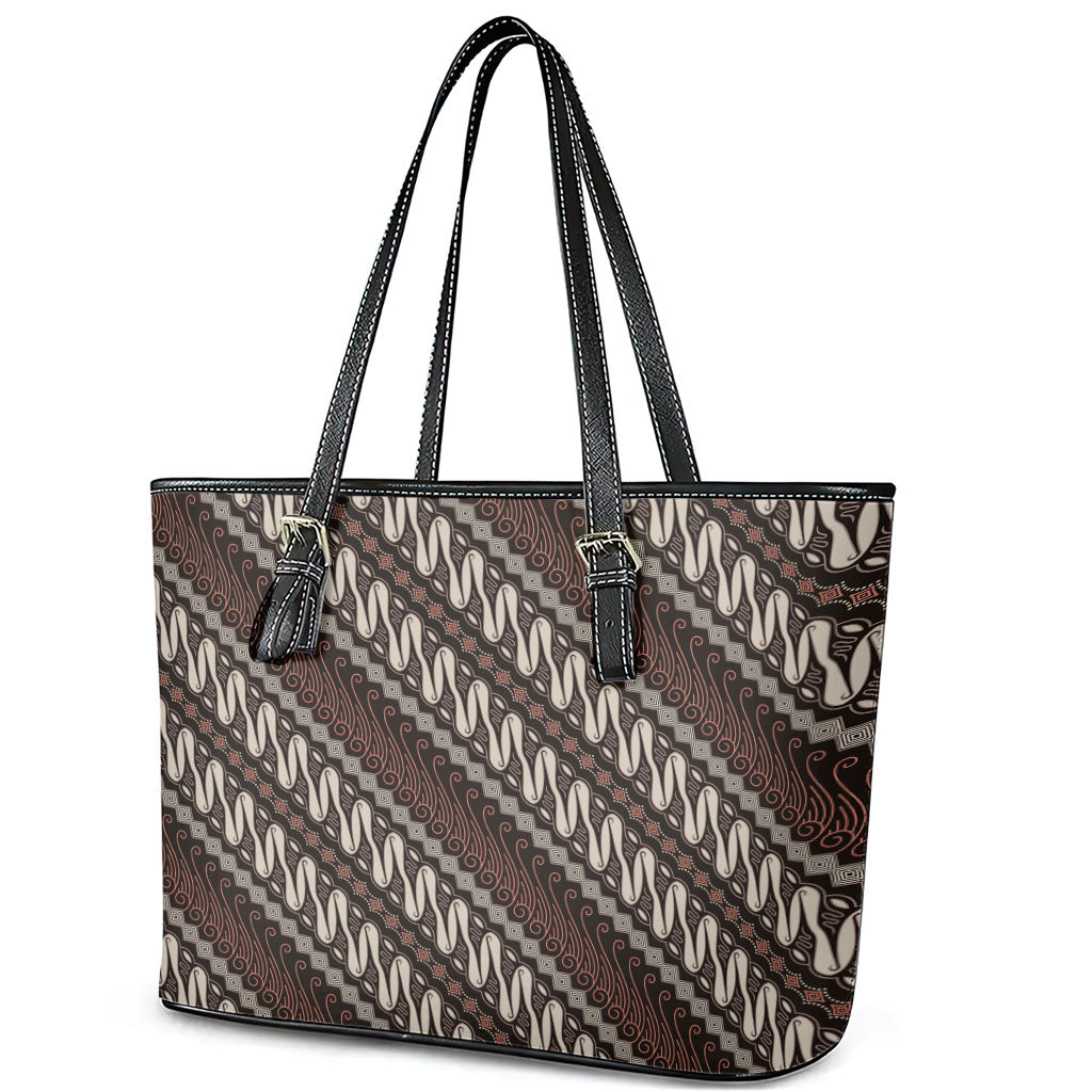 Yogyakarta Parang Batik Motifs Leather Tote Bag Indonesian Traditional Pattern