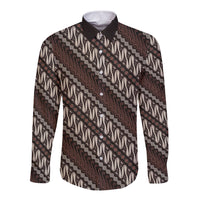 Yogyakarta Parang Batik Motifs Long Sleeve Button Shirt Indonesian Traditional Pattern