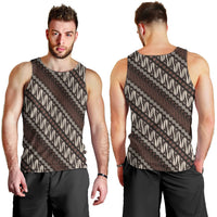 Yogyakarta Parang Batik Motifs Men Tank Top Indonesian Traditional Pattern