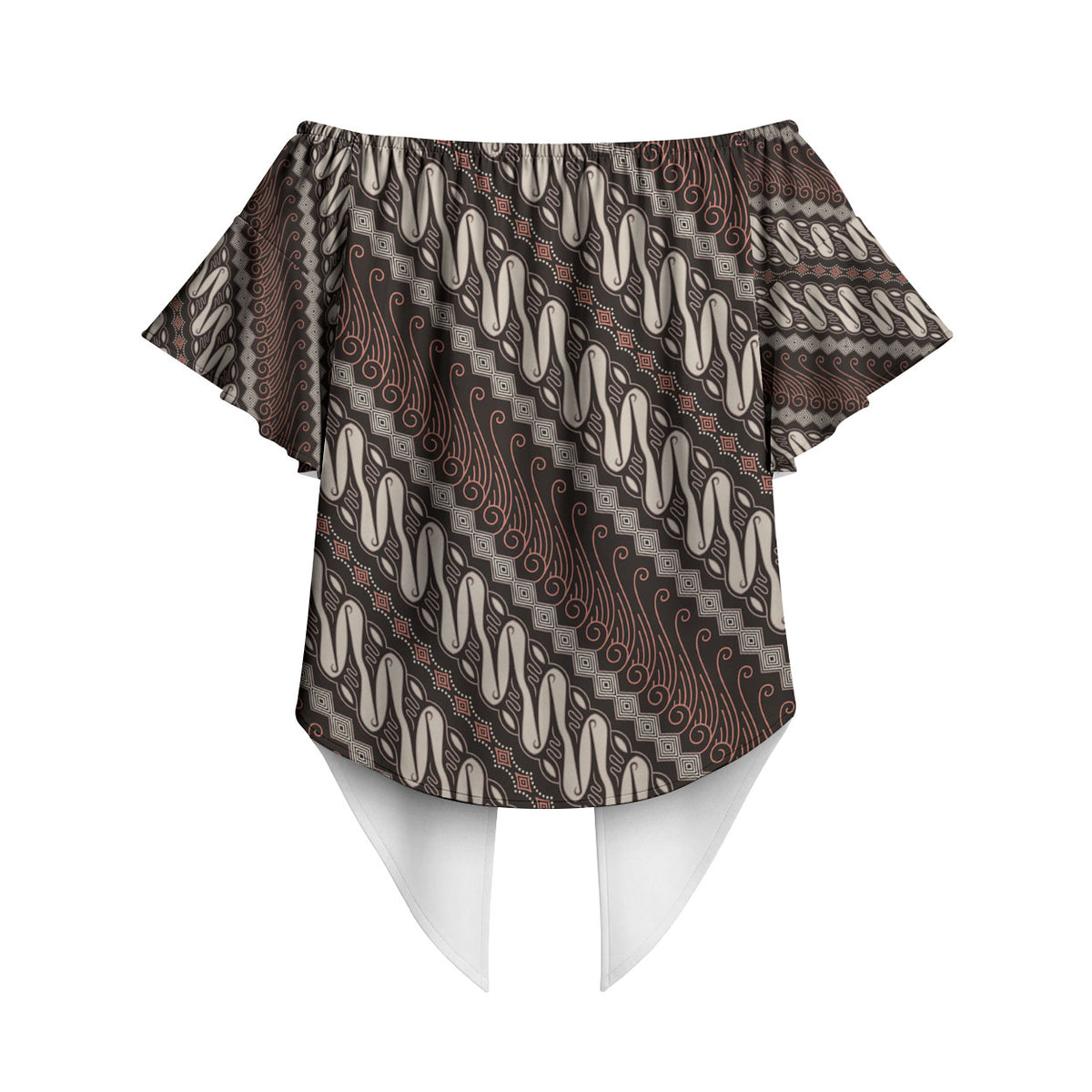 Yogyakarta Parang Batik Motifs Off Shoulder Wrap Waist Top Indonesian Traditional Pattern