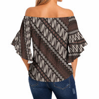 Yogyakarta Parang Batik Motifs Off Shoulder Wrap Waist Top Indonesian Traditional Pattern