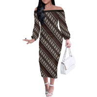 Yogyakarta Parang Batik Motifs Off The Shoulder Long Sleeve Dress Indonesian Traditional Pattern