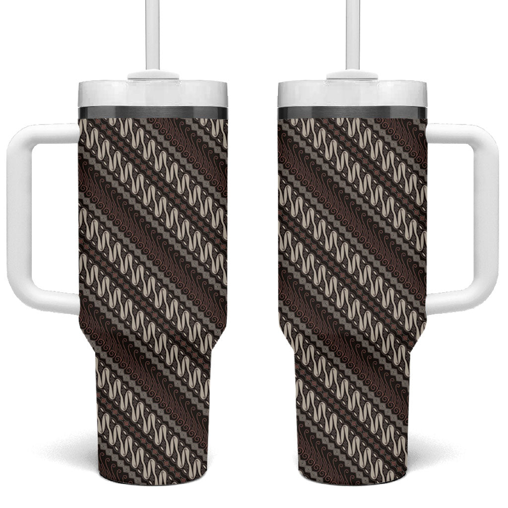 Yogyakarta Parang Batik Motifs Tumbler With Handle Indonesian Traditional Pattern