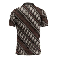 Yogyakarta Parang Batik Motifs Zipper Polo Shirt Indonesian Traditional Pattern