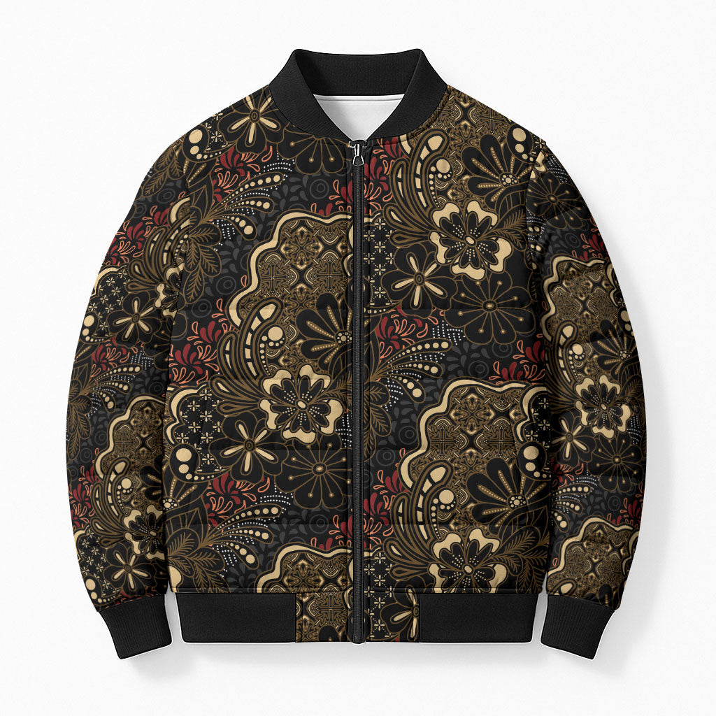 Batik Sekar Jagad Bomber Puffer Jacket Indonesian Traditional Pattern
