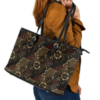 Batik Sekar Jagad Leather Tote Bag Indonesian Traditional Pattern