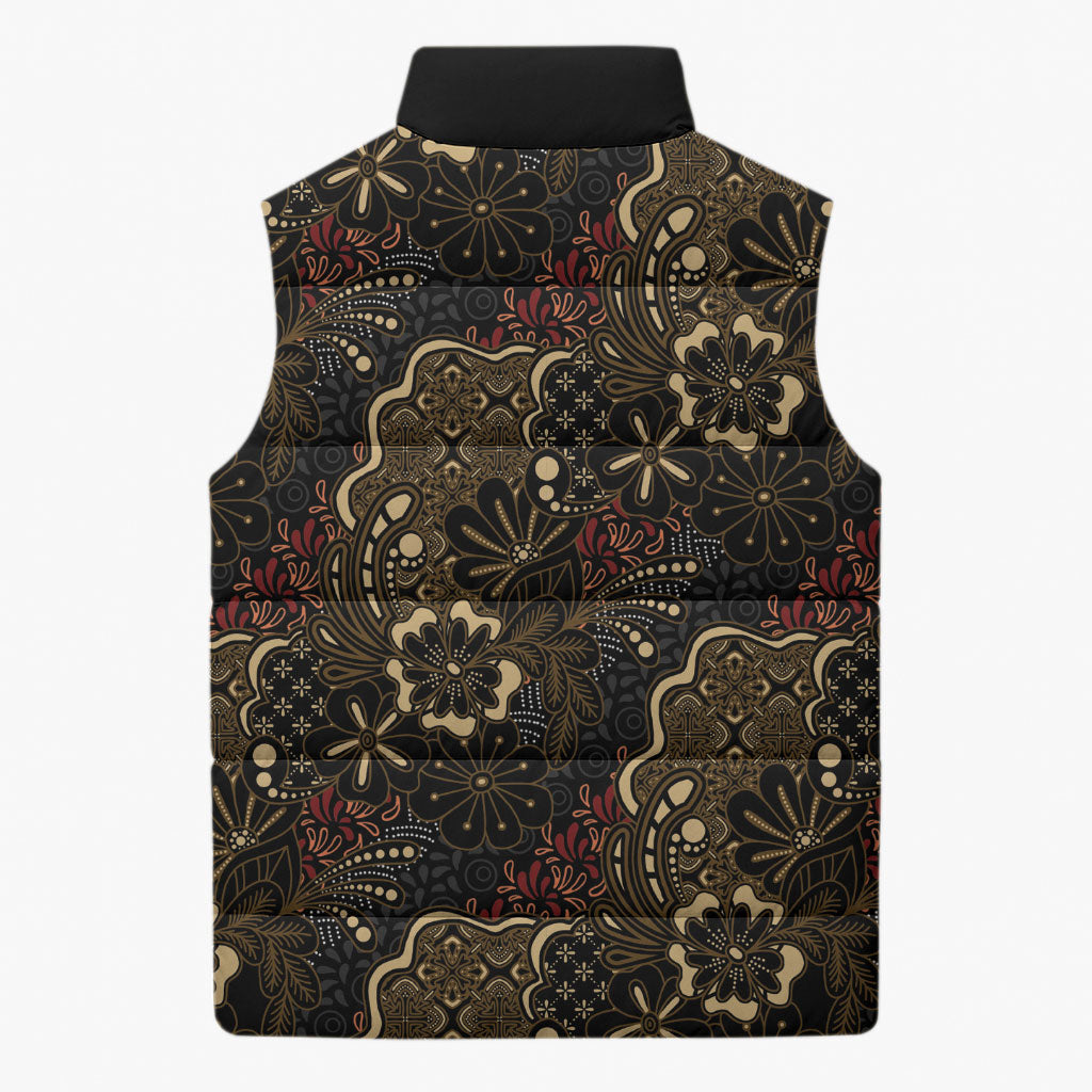 Batik Sekar Jagad Sleeveless Puffer Jacket Indonesian Traditional Pattern