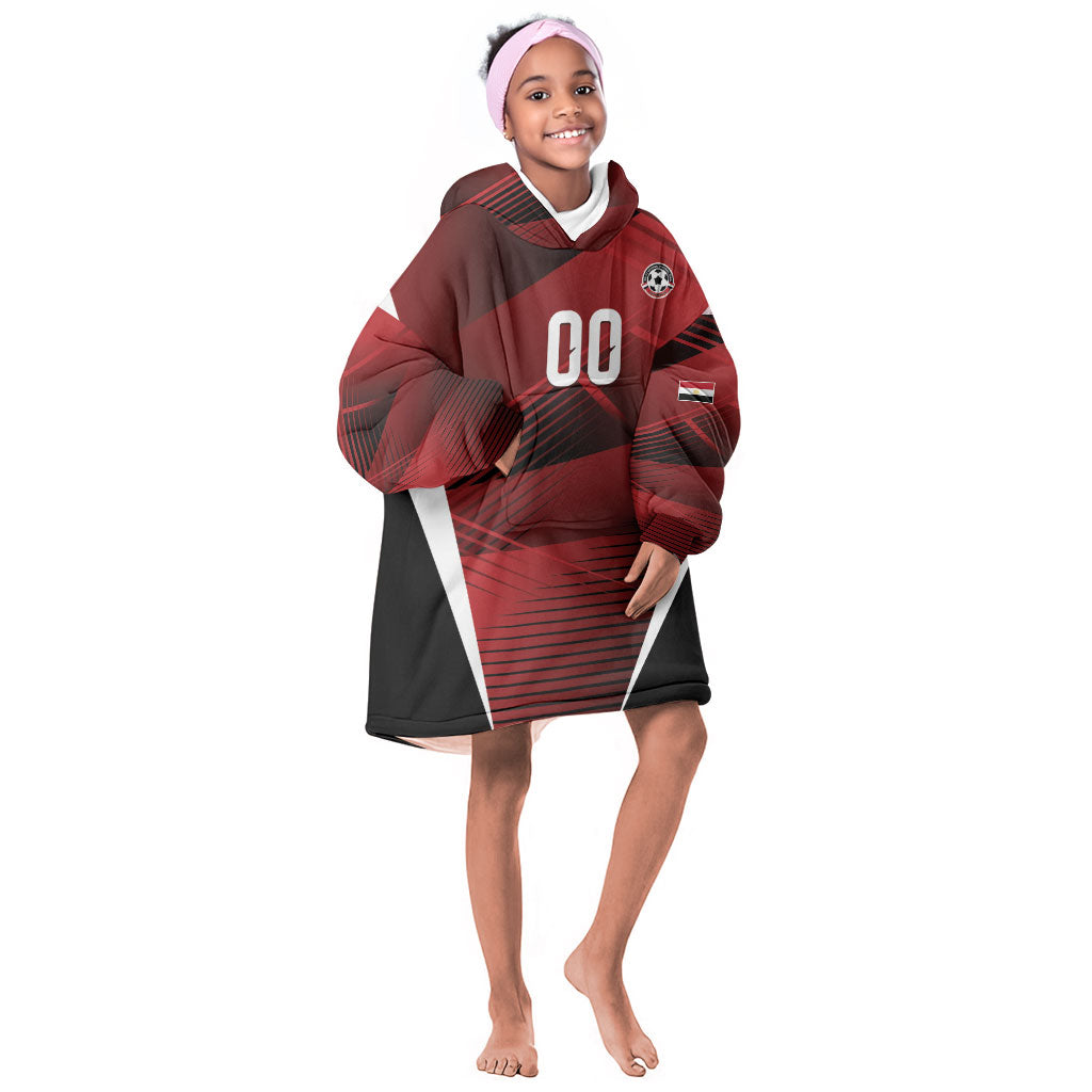 Custom Egypt 2026 World Football Kid Wearable Blanket Hoodie Yalla Masr The Pharaohs