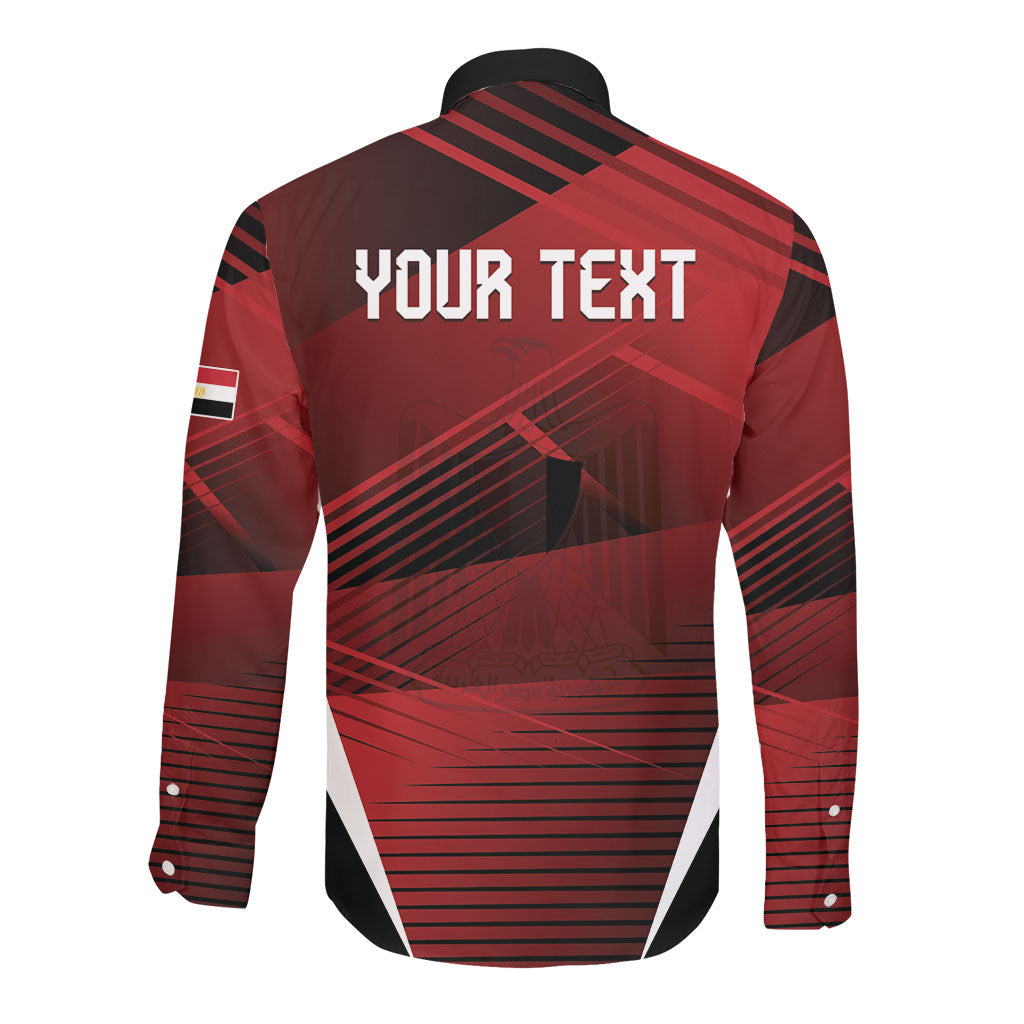 Custom Egypt 2026 World Football Long Sleeve Button Shirt Yalla Masr The Pharaohs