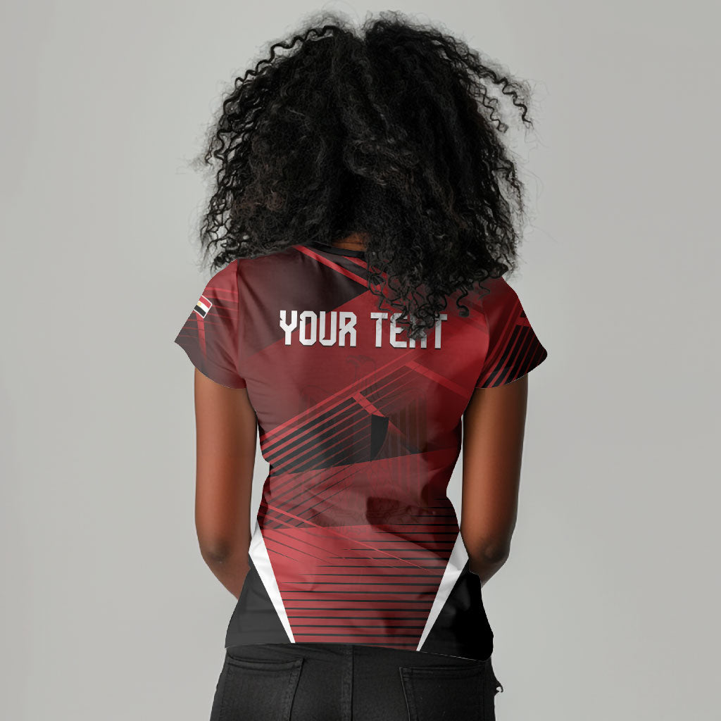 Custom Egypt 2026 World Football Women V-Neck T-Shirt Yalla Masr The Pharaohs