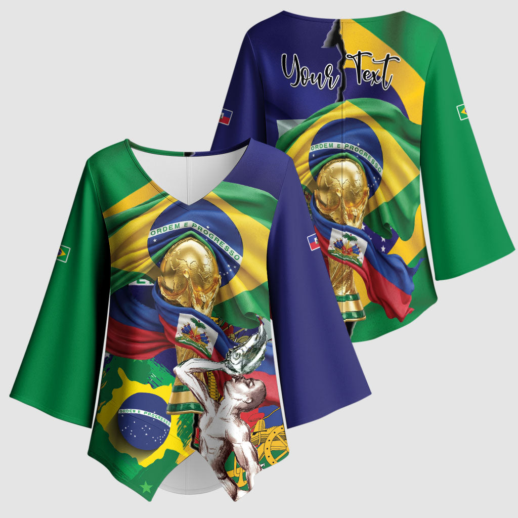 Personalized Brazil Haiti 2026 World Football Kimono Sleeve Blouse Come On Boys